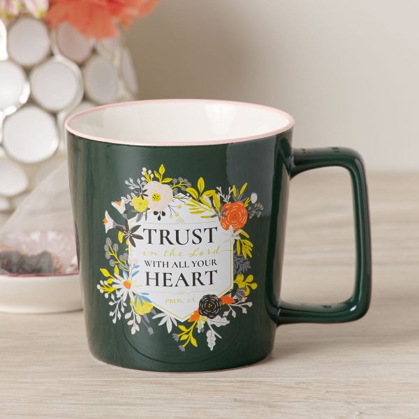 Trust in the Lord with All Your Heart Black Ceramic Mug with Pink Rim - Image 6