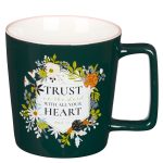 Trust in the Lord with All Your Heart Black Ceramic Mug with Pink Rim - Image 4