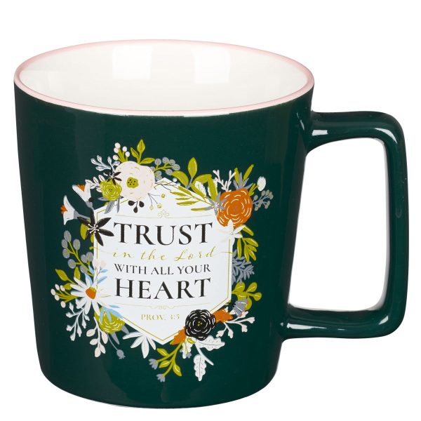 Trust in the Lord with All Your Heart Black Ceramic Mug with Pink Rim - Image 4