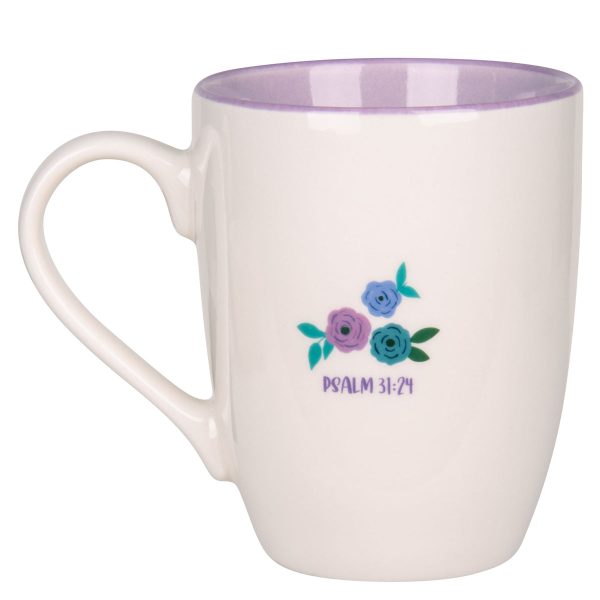 Be Strong and Take Heart, All You Who Hope in the Lord Ceramic Mug with Lilac Interior - Image 2