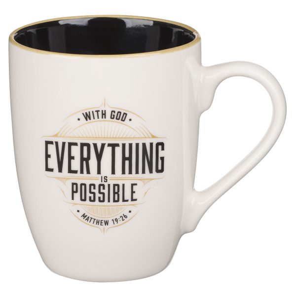 With God Everything Is Possible Ceramic Mug with Black Interior - Image 1