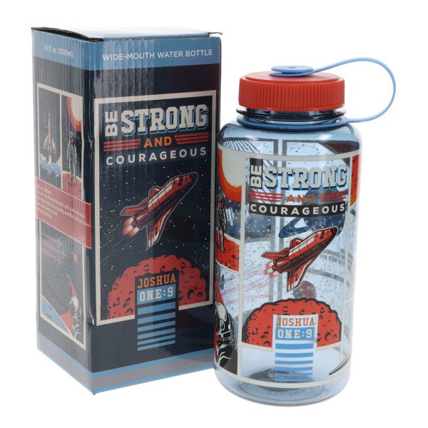 Be Strong and Courageous Plastic Water Bottle - Image 6
