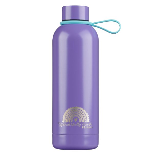 Wonderfully Made Purple Stainless Steel Water Bottle with Decorative Sticker Sheet - Image 6