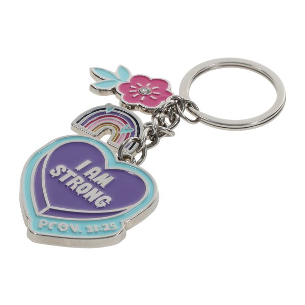 I Am Strong Metal Key Ring with Charm - Image 7