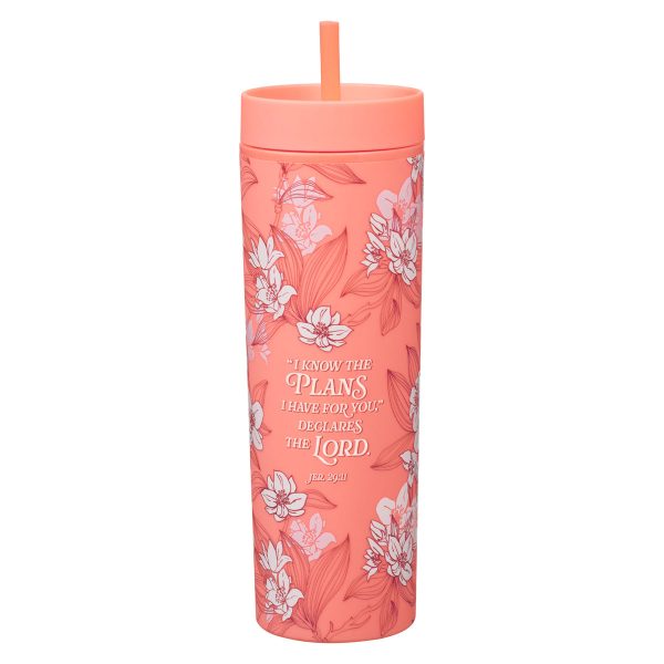 I Know the Plans I Have for You Declares the Lord Plans Plastic Travel Tumbler with Straw - Image 1