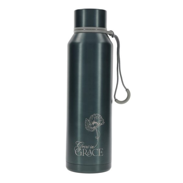 Grow in Grace Green Stainless Steel Water Bottle - Image 1