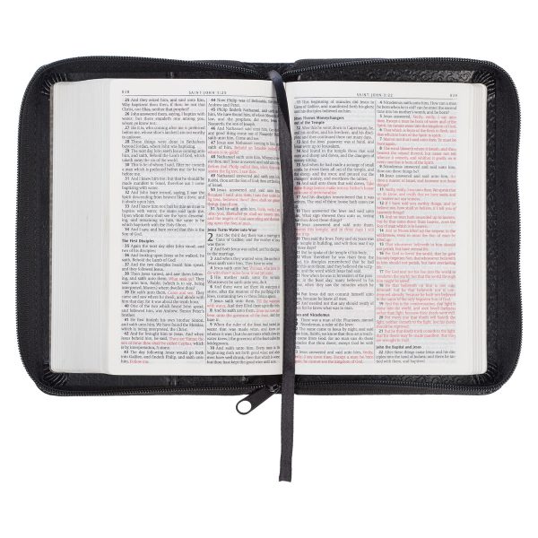KJV Black Faux Leather Mini Pocket Edition Bible Red Letter With Zip - Image 14