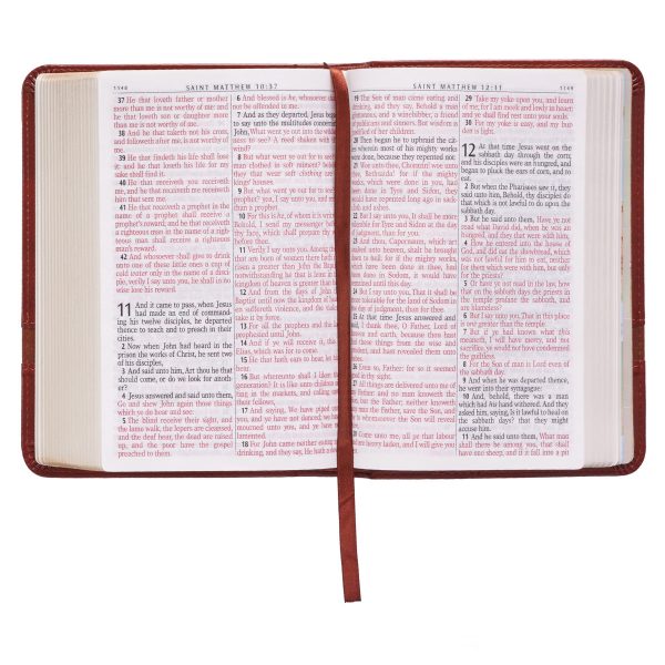KJV Brown Faux Leather Compact Bible Large Print Red Letter - Image 11