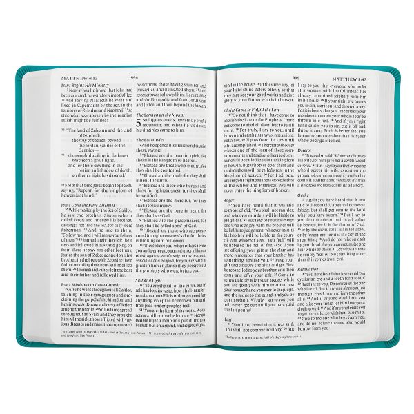 ESV Turquoise Emblem Design Imitation Leather Value Thinline Bible Large Print - Image 6