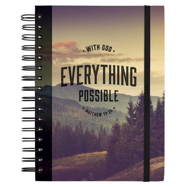 With God Everything is Possible Chunky Hardcover Wirebound Journal with Elastic Closure - Image 2