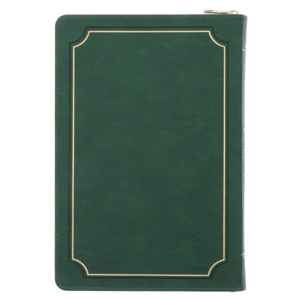 We Are More than Conquerors Through Him Who Loved Us Green Faux Leather Journal with Zipped Closure - Image 2