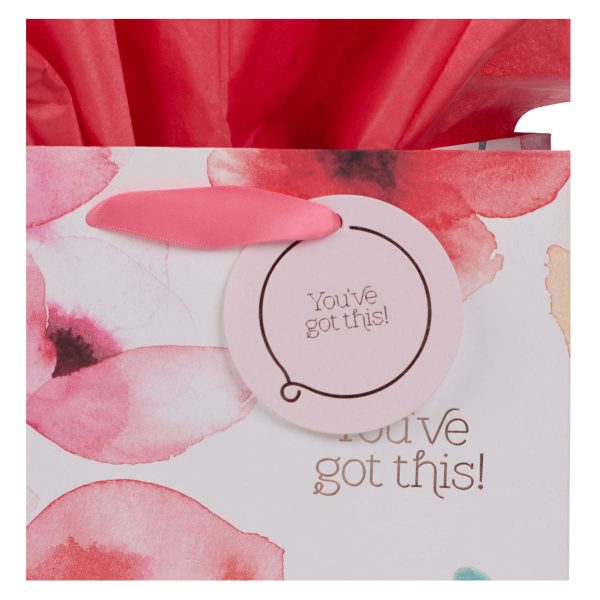 You've Got This! Coral Poppies Medium Gift Bag with Gift Tag - Image 14