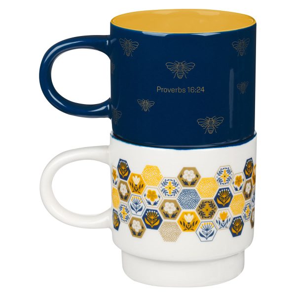 Kind Words Are Like Honey Stackable Two Piece Ceramic Mug Set - Proverbs 16:24 - Image 7