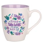Be Strong and Take Heart, All You Who Hope in the Lord Ceramic Mug with Lilac Interior - Image 3