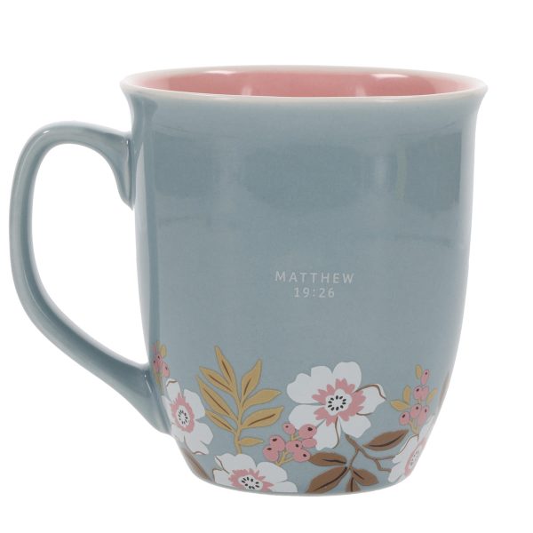 With God All Things Are Possible Teal Ceramic Mug with Pink Interior - Image 8