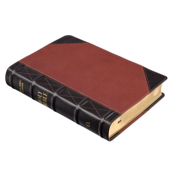 KJV Brandy & Dark Brown Genuine African Leather Bible Giant Print Indexed Red Letter - Image 17