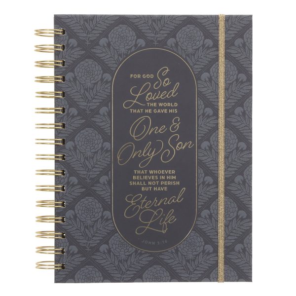 For God so Loved the World Grey Chunky Hardcover Wirebound Journal with Elastic Closure - Image 4