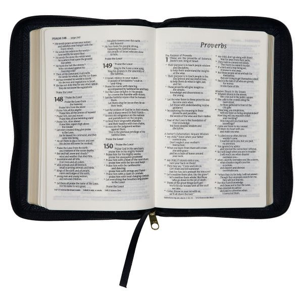 NLT Black Faux Leather Flexcover Compact Bible With Zip - Image 19