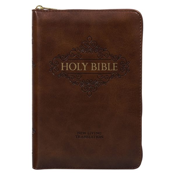 NLT Brown Faux Leather Flexcover Compact Bible With Zip - Image 15