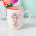 Floral Cross Ceramic Mug with Peach Interior - Image 12