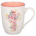 Floral Cross Ceramic Mug with Peach Interior - Image 10