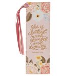 She Is Clothed with Strength and Dignity Pink Faux Leather Bookmark - Image 5