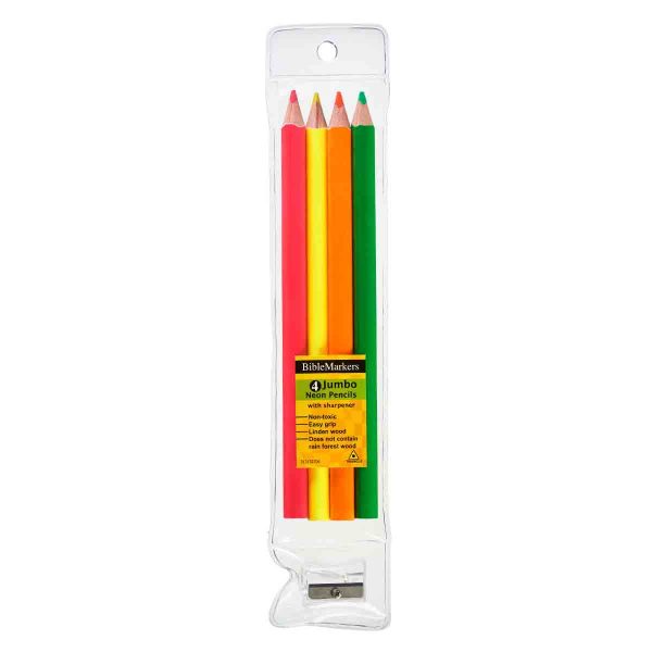 4-Piece Assorted Colors Jumbo Dry Highlighter Bible Markers With Sharpener - Image 1
