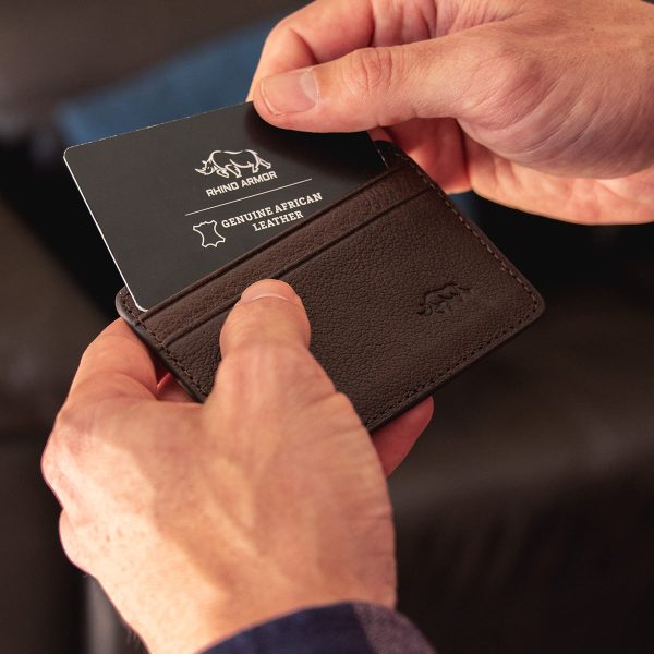 Genuine African Leather Dark Brown Card And ID Holder - Image 18