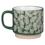 Bloom With Grace Dark Green Ceramic Mug With Leaf Motif - Image 11