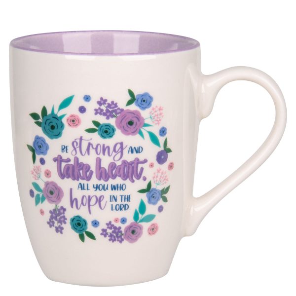 Be Strong and Take Heart, All You Who Hope in the Lord Ceramic Mug with Lilac Interior - Image 5