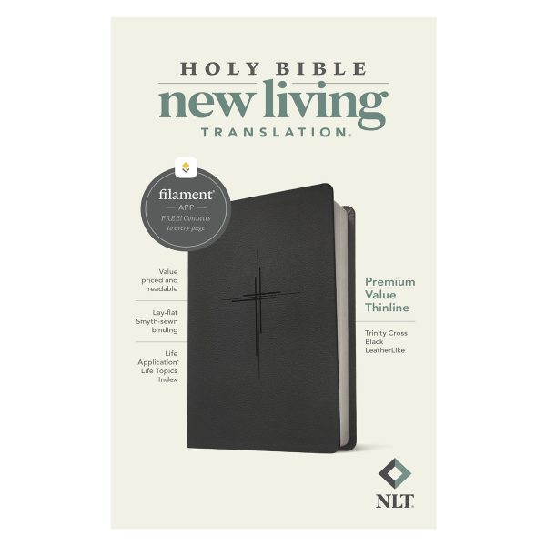 NLT Trinity Cross Black Imitation Leather Filament Premium Value Thinline Bible - Image 1