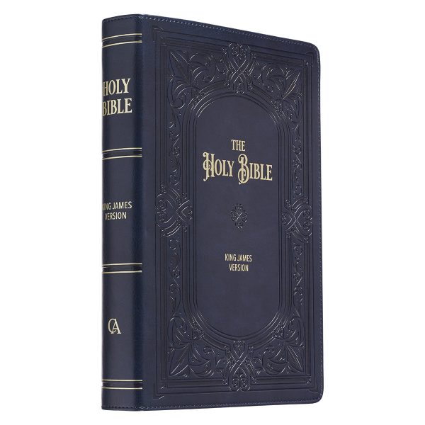 KJV Midnight Blue Antique Frame Faux Leather Full-Size Bible Giant Print Indexed - Image 21