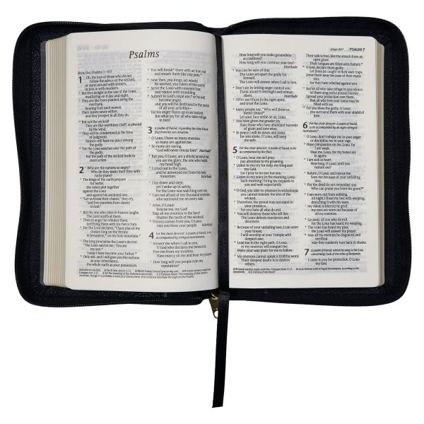NLT Black Faux Leather Flexcover Compact Bible With Zip - Image 25