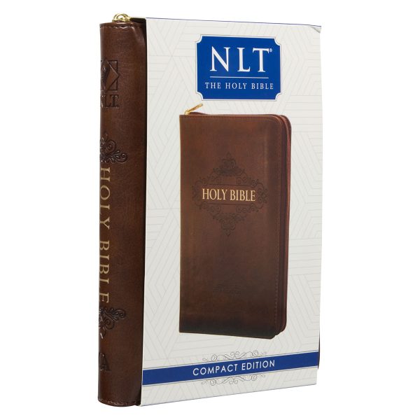 NLT Brown Faux Leather Flexcover Compact Bible With Zip - Image 24