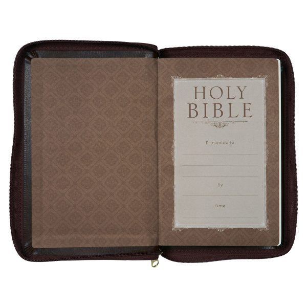 NLT Brown Faux Leather Flexcover Compact Bible With Zip - Image 26