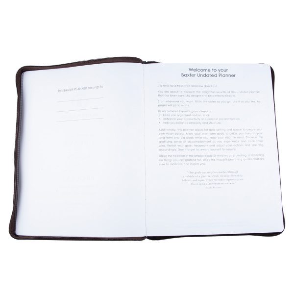 Baxter Undated Planner Large Premium Edition Brown (Durable Synthetic Fibre Flexcover With Zip) - Image 27