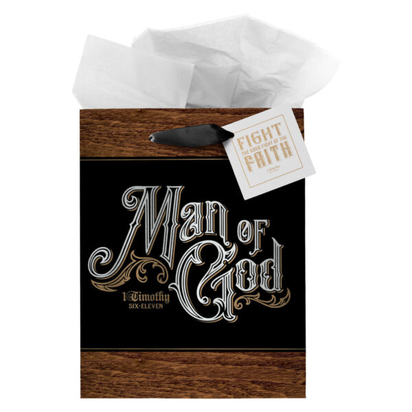 Man Of God Medium Gift Bag With Gift Tag - 1 Timothy 6:11 - Image 9