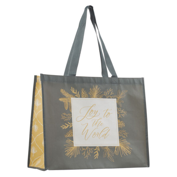 Joy to the World Grey Non-Woven Extra Large Tote Bag - Image 2