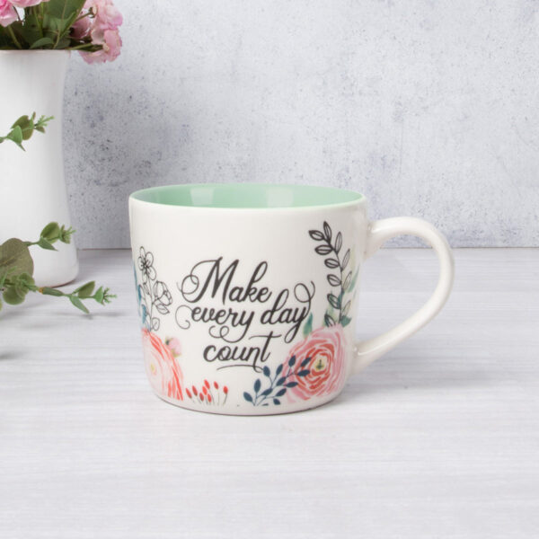 Make Every Day Count Ceramic Mug with Green Interior - Image 6