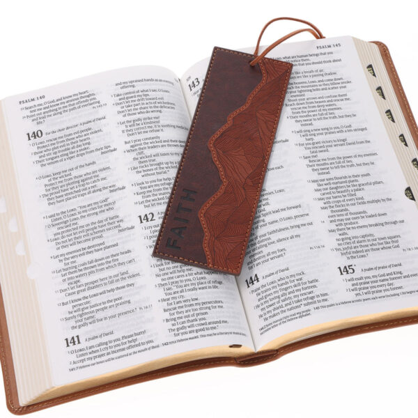 Faith Mountains Two-Tone Brown Faux Leather Bookmark - Image 3