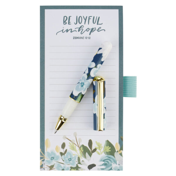 Be Joyful in Hope Magnetic Notepad with Pen - Image 3