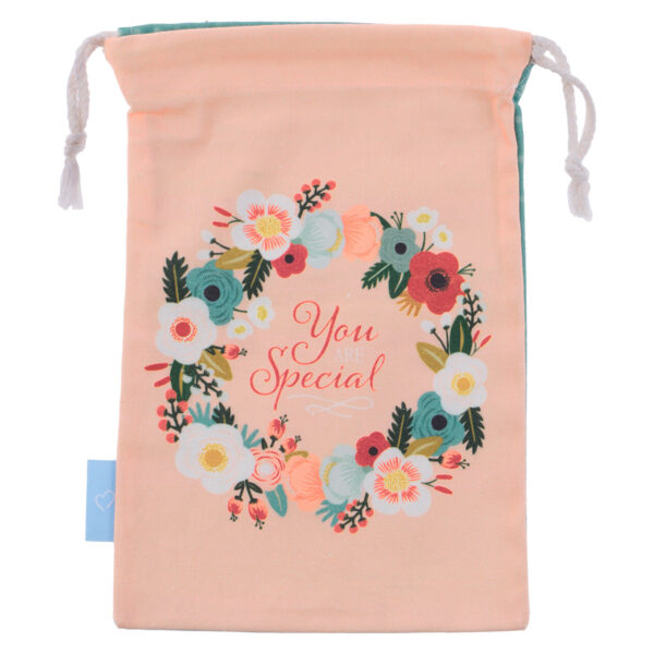 You Are Special Peach Small Cotton Drawstring Bag - Image 9