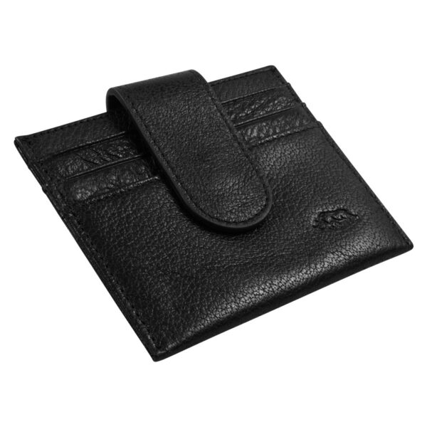 Genuine African Leather Gloss Black Wallet With Clip Closure - Image 26