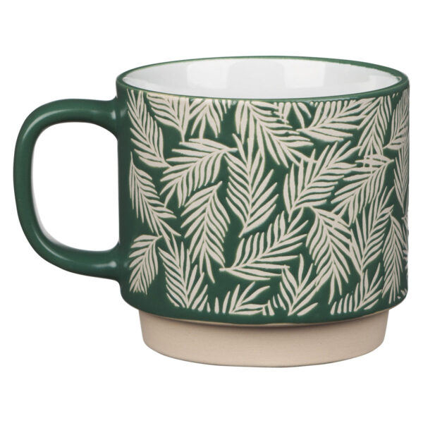 Bloom With Grace Dark Green Ceramic Mug With Leaf Motif - Image 14