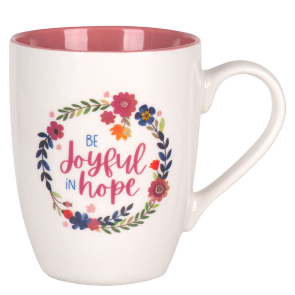 Be Joyful in Hope Pink Interior Ceramic Mug - Image 8
