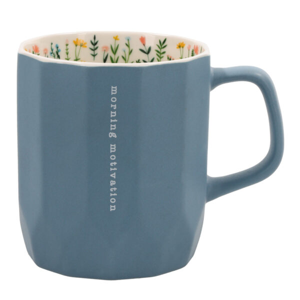 Morning Motivation Blue Ceramic Mug - Image 1