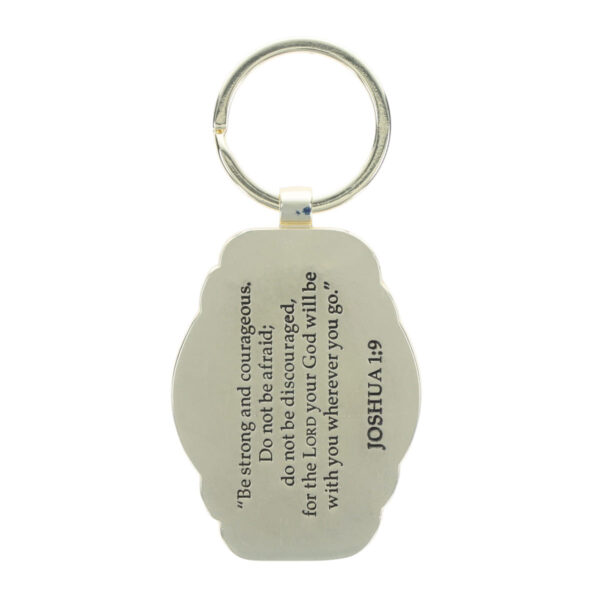 Be Strong and Courageous Navy Metal Key Ring - Image 2