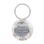 Strong and Courageous Metal and Faux Leather Key Ring - Image 4