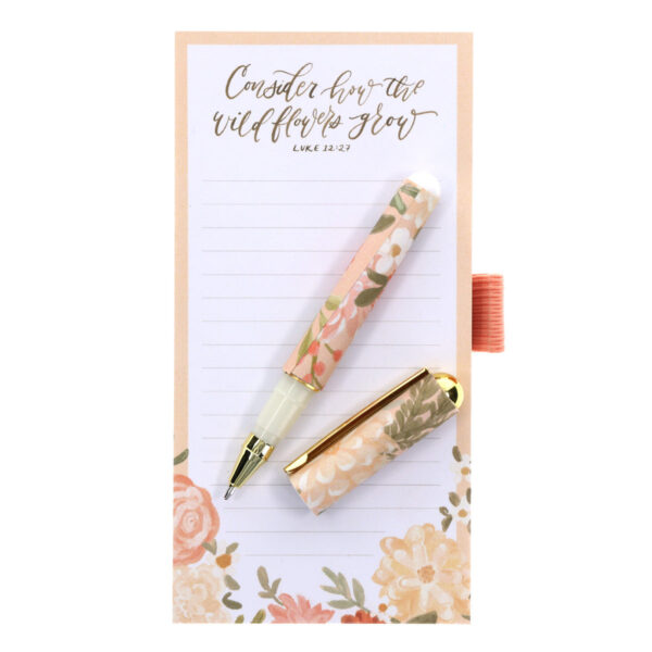 Consider How the Wildflowers Grow Magnetic Notepad with Pen - Image 3