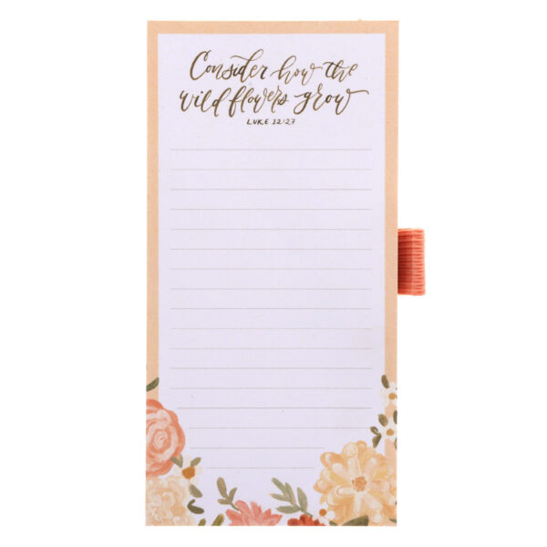 Consider How the Wildflowers Grow Magnetic Notepad with Pen - Image 4